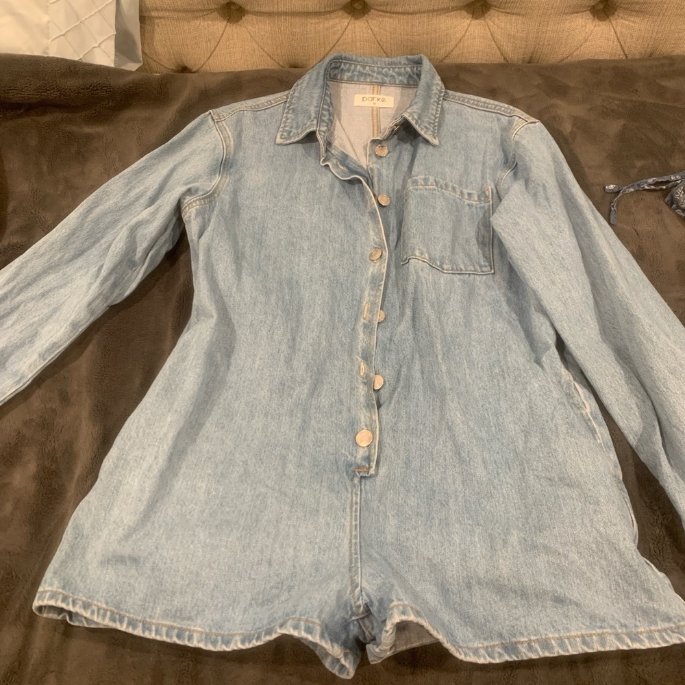 Parke Long Sleeve Denim Romper